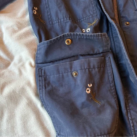 Madewell navy surplus passage jacket with embroidered daisies size small - Picture 9 of 10